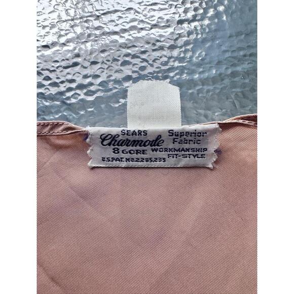 Sears Charmode Light Bronze Spaghetti Straps V Neck Satin Fabric Slip/ Dress 16 - Picture 4 of 8